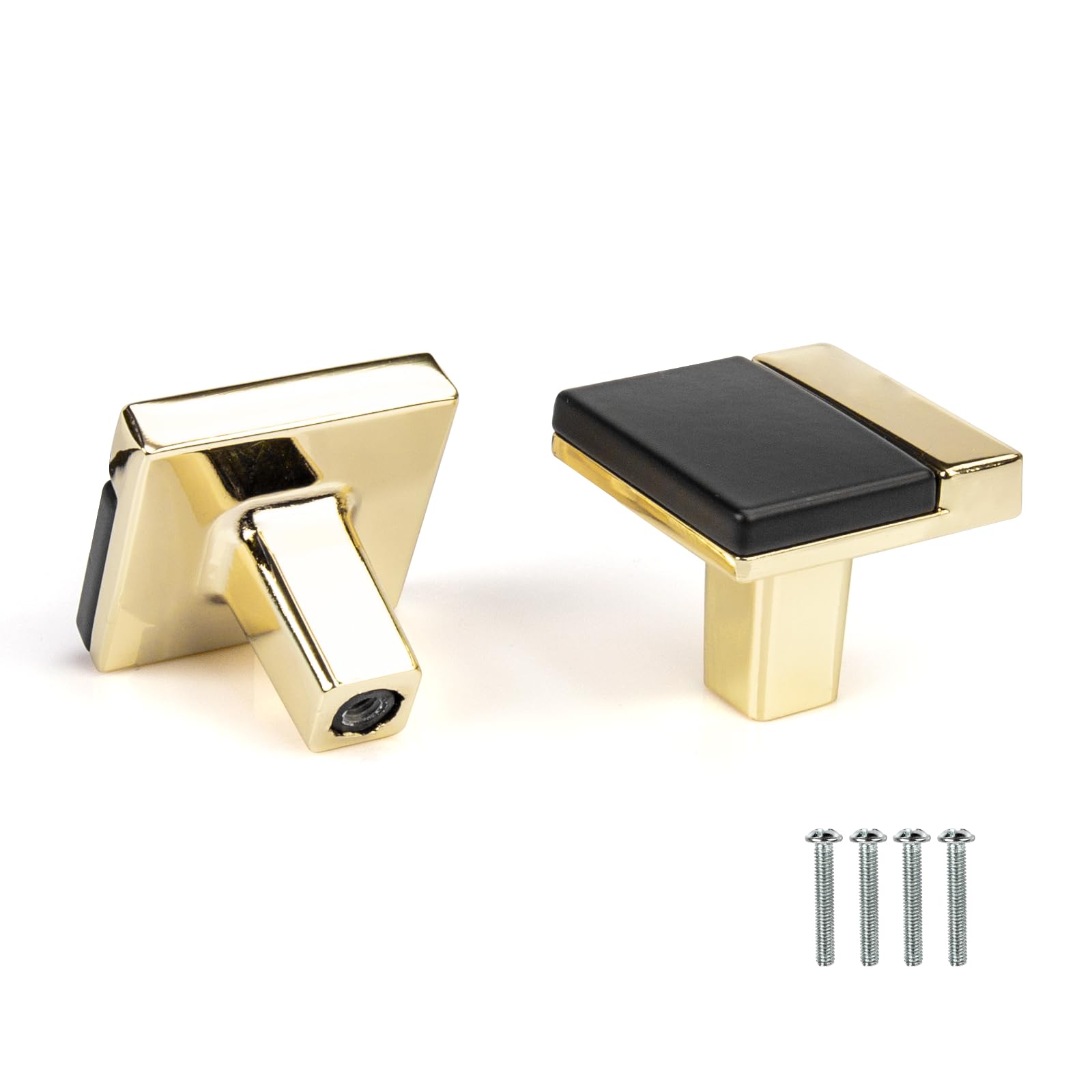 KOVNISE 2 PCS Cabinet Pulls Zinc Alloy Plating Process Simple Modern Style Drawer Pulls for Cabinet Golden Black Cabinet Door Knob for Cabinet Drawers and Wardrobe Doors Drawer (0mm)