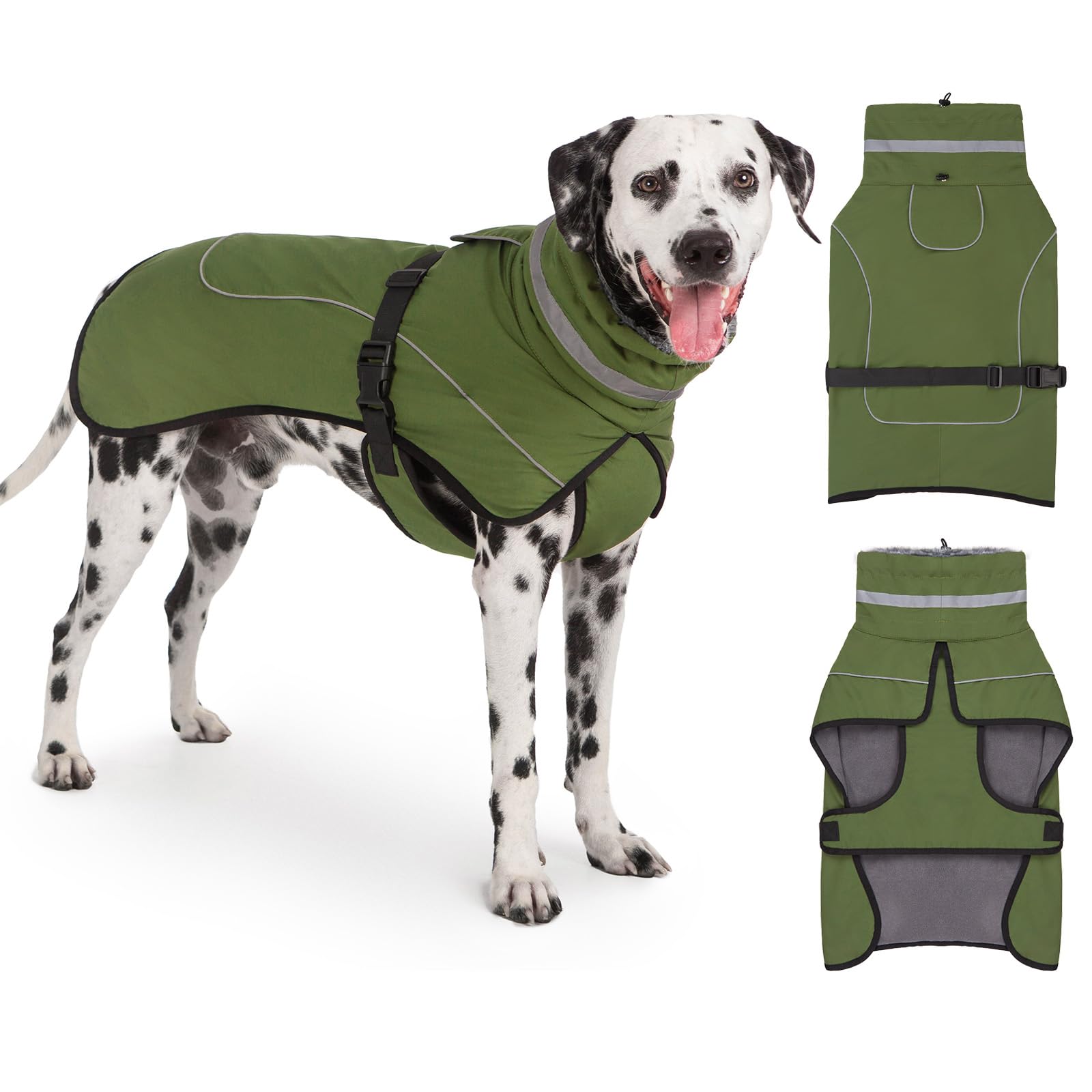 Axcimond Waterproof Dog Coat Winter Jacket Warm Dogs Coats with Collar Fleece Coats Waterproof Reflective Hiking Coat Adjustable Dog Raincoat Winter Jacket for Small Medium Large Dogs — image 1