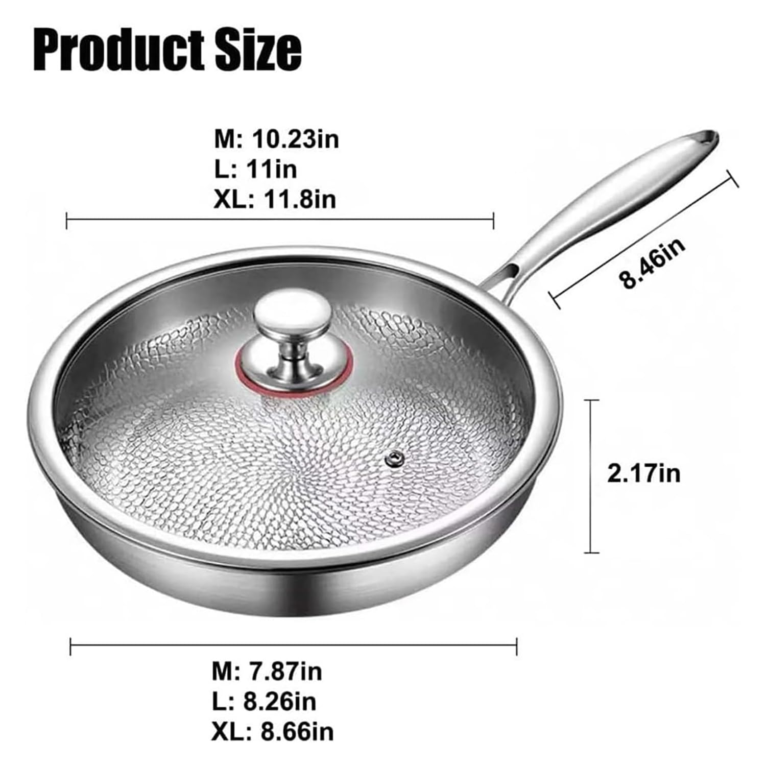 Vgpbphj Gehamerde titanium Pro pan met deksel, ultra duurzaam, krasbestendig, anti-aanbaklaag, Nutri Pro titanium koekenpan voor de keuken (26 cm niet afgedekt