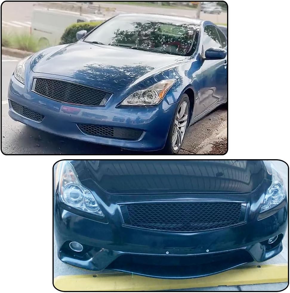MCARCAR KITGloss Black Front Hood Grill Grille Cover Compatible with Infiniti G37 2008-2013 Coupe 2Door Replacement Conversion Front Kidney Grille