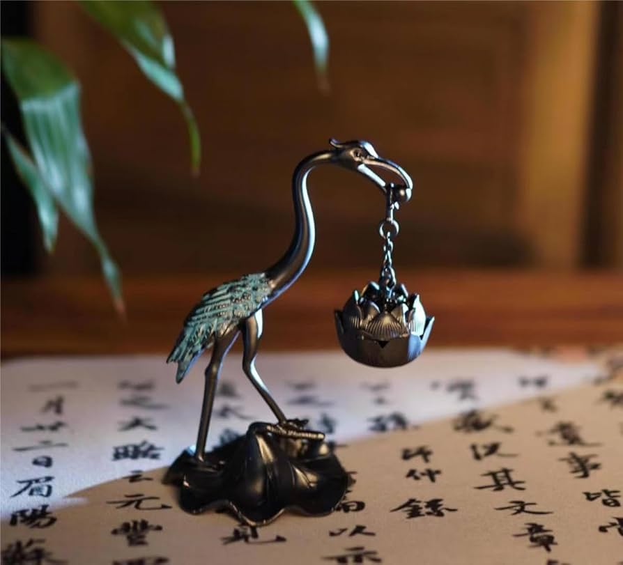 鶴の蓮華炉 香炉 香道具 工芸品 美術品 置物 Amazon｜狻猊陶磁器皿香炉工芸品の薫製置物逆流香薫炉の創意家の