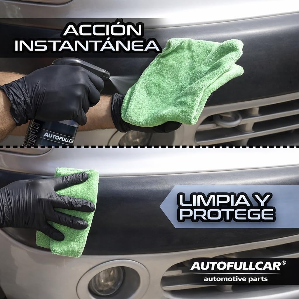 AutoFullCar Plastic Recover 5 litri, ristrutturatore in plastica per auto, restauro gomme modanature paraurti, finitura satinata, protezione esterna interna, include bottiglia con diffusore e panno in