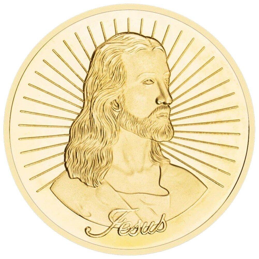 Sanfly Ancient Jesus Sun Souvenir Coin Gold Plated Commemorative Coin Challenge Coin Collectible Gift Unique Lucky Coin for Collectible
