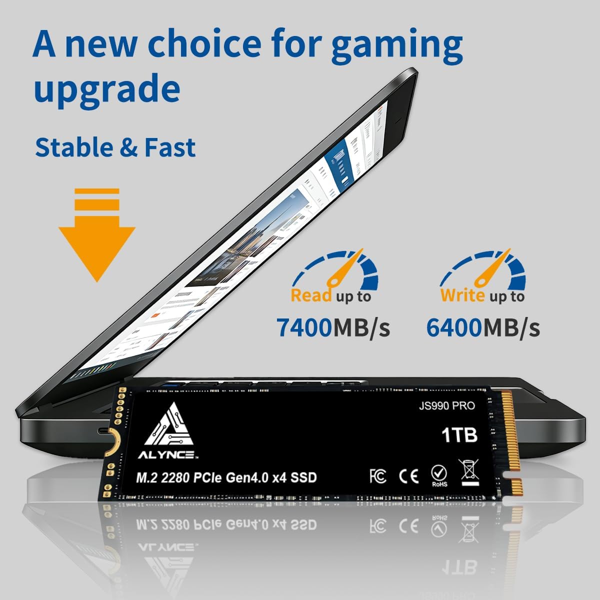 JS990 PRO, SSD 2TB, M.2 NVMe Gen4x4 SSD 2280 - Up to 7400MB/s, Internal Solid State Drive, Storage Upgrade for Laptop and Desktop (JS990 PRO, 2, TB)