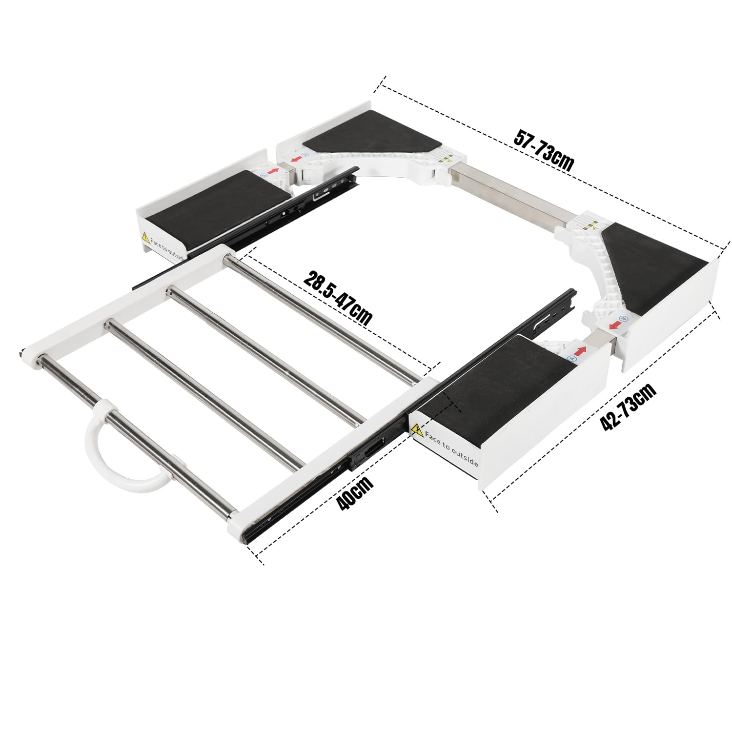 Zwischenbaurahmen Trockner Waschmaschine mit Schublade EU Designpatent, Universeller Verbindungsrahmen aus Stahl Kunststoff, Tragkraft 100kg, Einfache Montage für 54-73cm Geräte