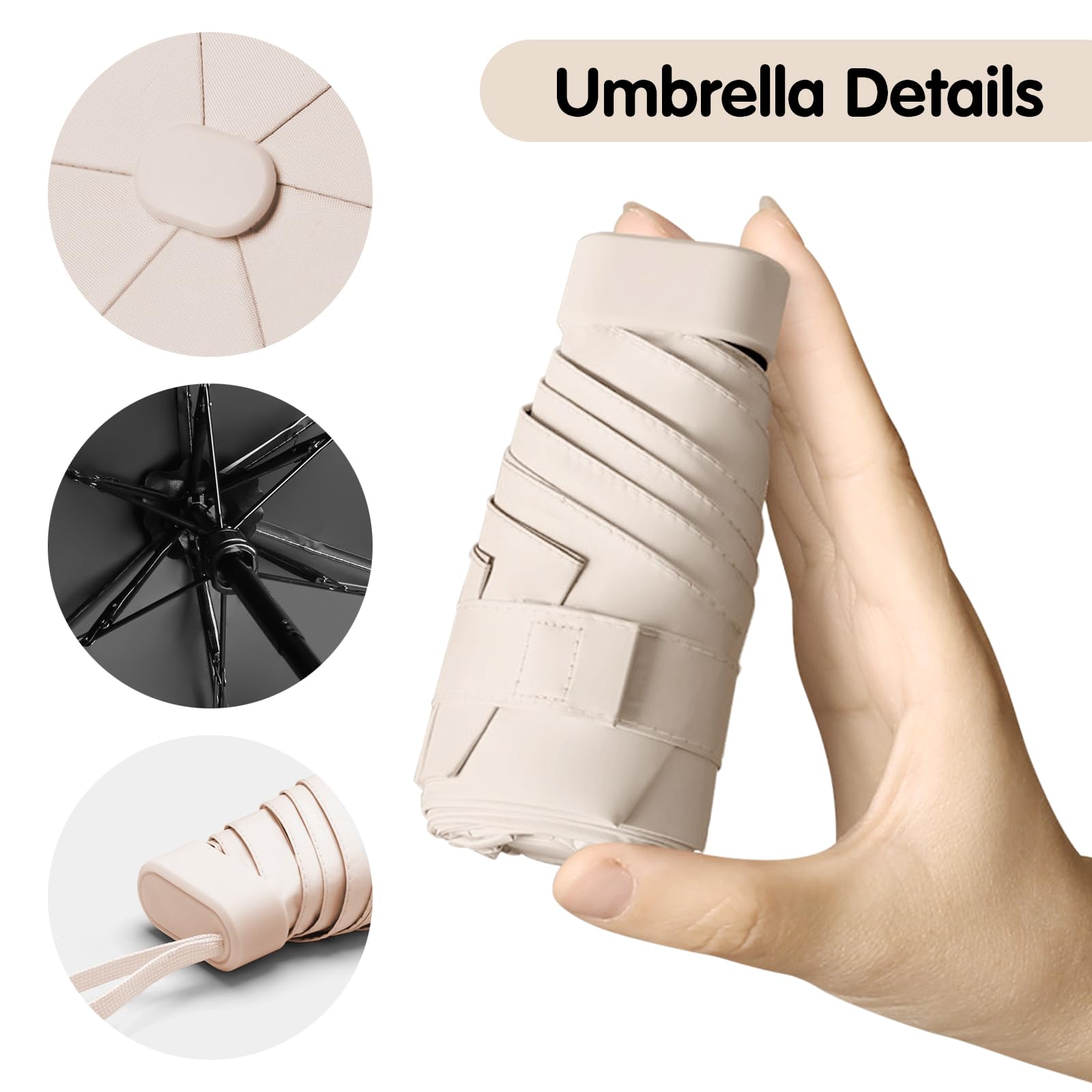 Mini Regenschirm, Reise-Regenschirm, Kleiner UV-Regenschirm, Winddichter Regenschirm Mit Kapselhülle, Tragbarer Taschenschirm Für Männer Und Frauen