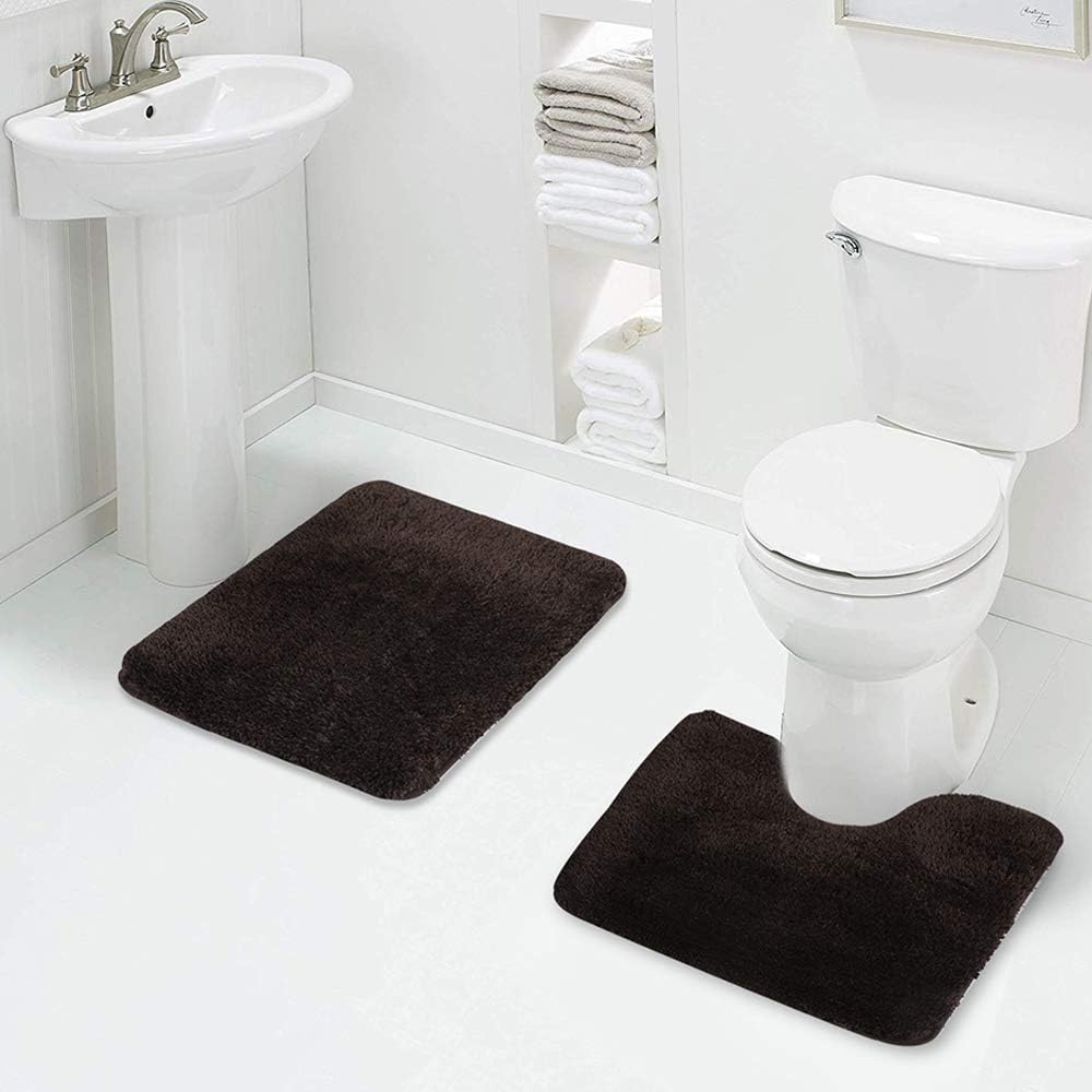 Buy Walensee Shaggy 2 Piece Bath Rug Sets (Brown) 20 x 24 U Shape