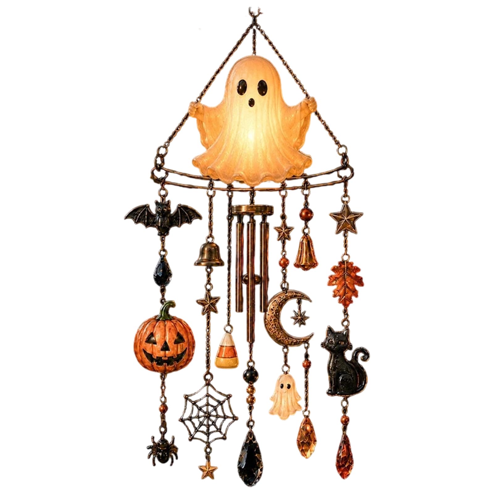 Halloween Wind Chime Suncatcher Acrylic Ghost Bat Pumpkin Decor