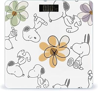 スヌーピー 体重計 デジタル 薄型 体重管理 電子スケール 強化ガラス ヘルスメーター 乗るだけ 自動電源ON/OFF シンプル フラット形状 コンパクト 軽量収納 高精度ボディースケール