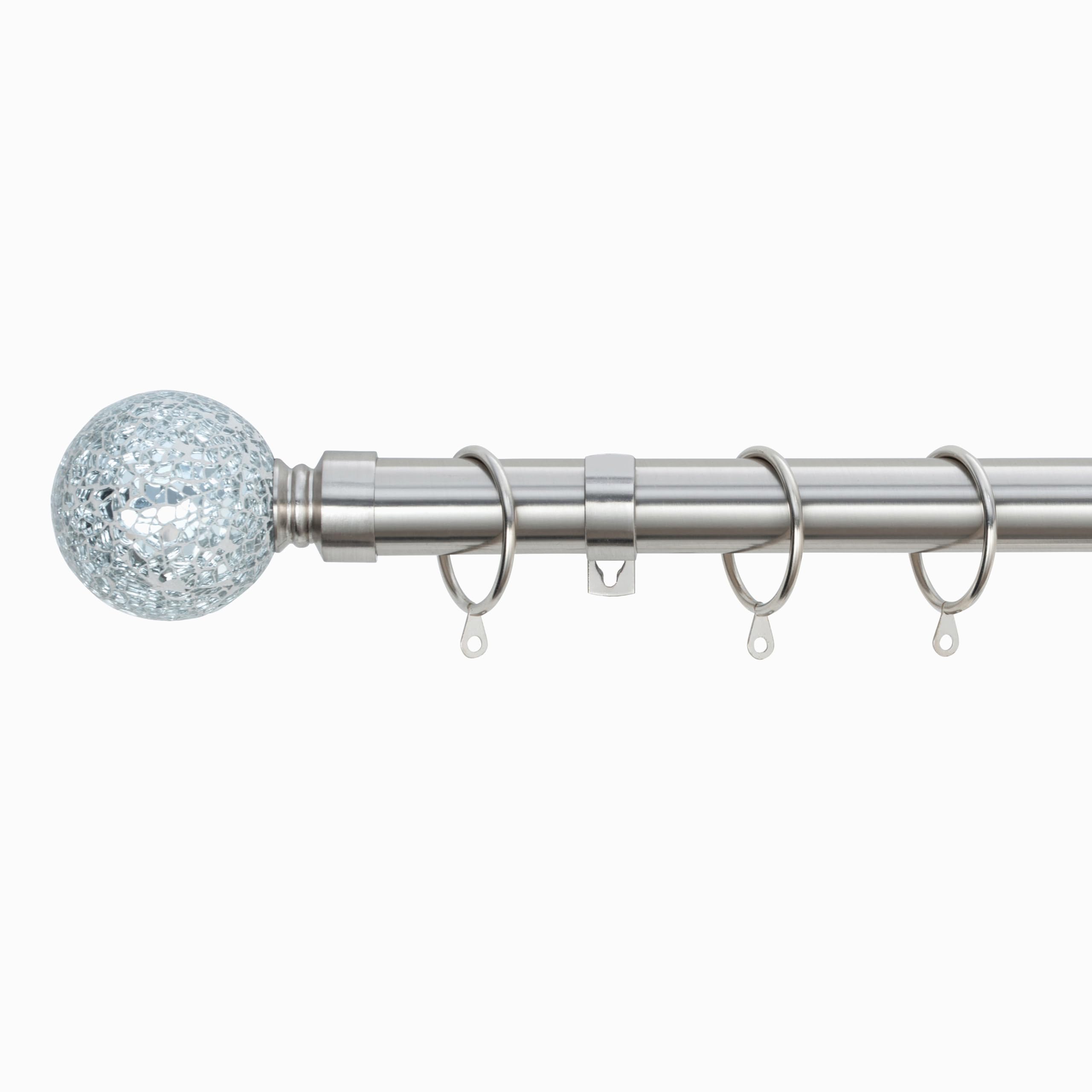 A.unique Home (Brushed Steel, 120Cm - 220Cm, 47" To 87" Approx) Crackle Ball Metal Extendable Curtain Pole With Rings And Fittings, In A Variety Of Co