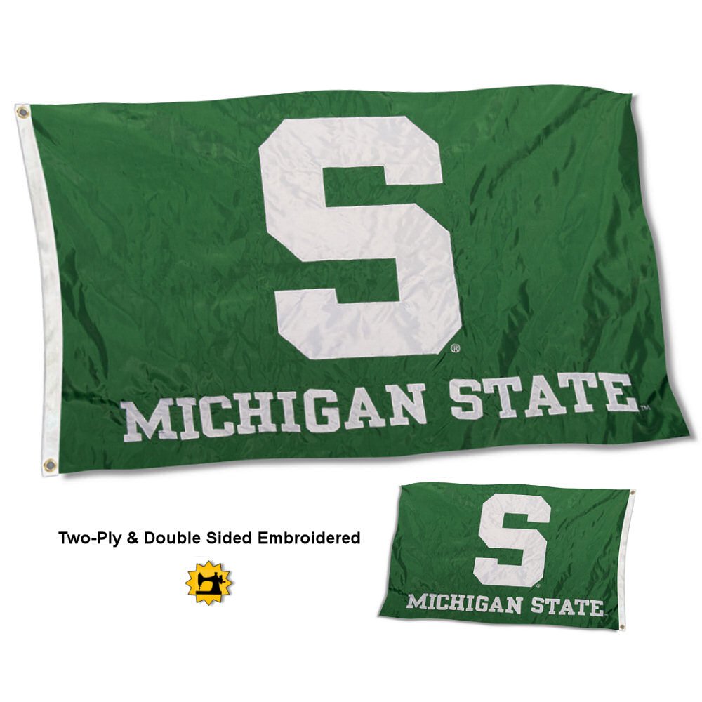 Michigan State Spartans Double Sided Nylon Embroidered Flag
