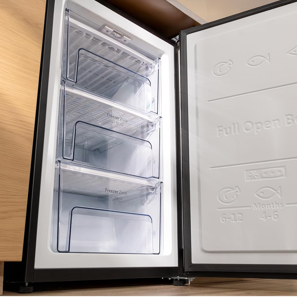 Cecotec Congelatore a Pozzo 87 L Bolero CoolMarket TF 87 Inox. 87L, Classe E, Design Compatto, Porta Reversibile, Controllo Meccanico, 3 Cassetti, Ideale per Bevande e Alimenti Congelati