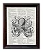 Dictionary Art Print - Octopus - Printed on Recycled Vintage Dictionary Paper - 8"x11" - Mixed Media Poster on Vintage Dictionary Page