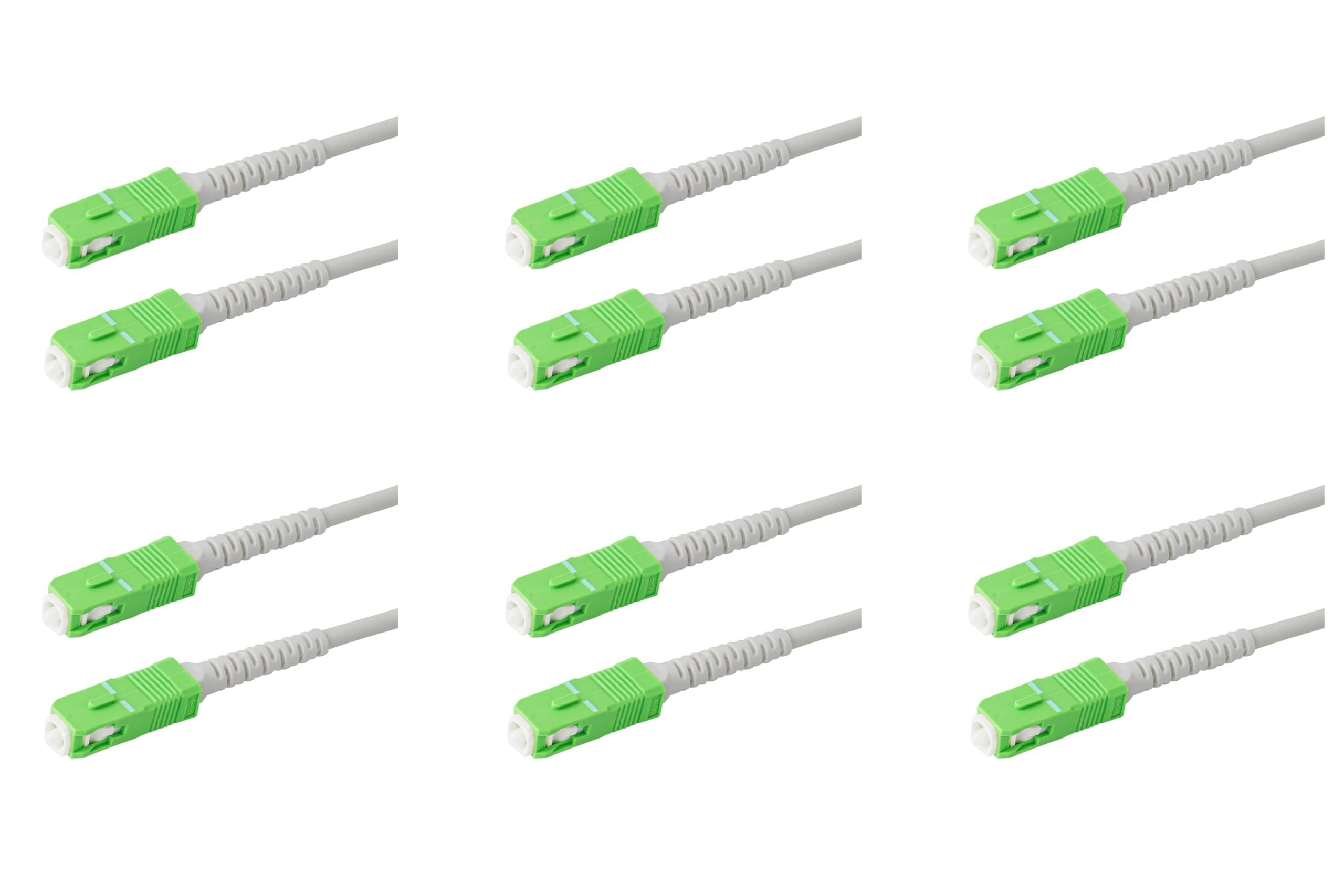 SpeedyFiberTX 6-Pack 1 Meter SC/APC to SC/APC 3.0mm White Simplex Riser OFNR Fiber Patch Cable, Corning SMF-28 Singlemode 9/125um Ultra Fiber, OS1/OS2
