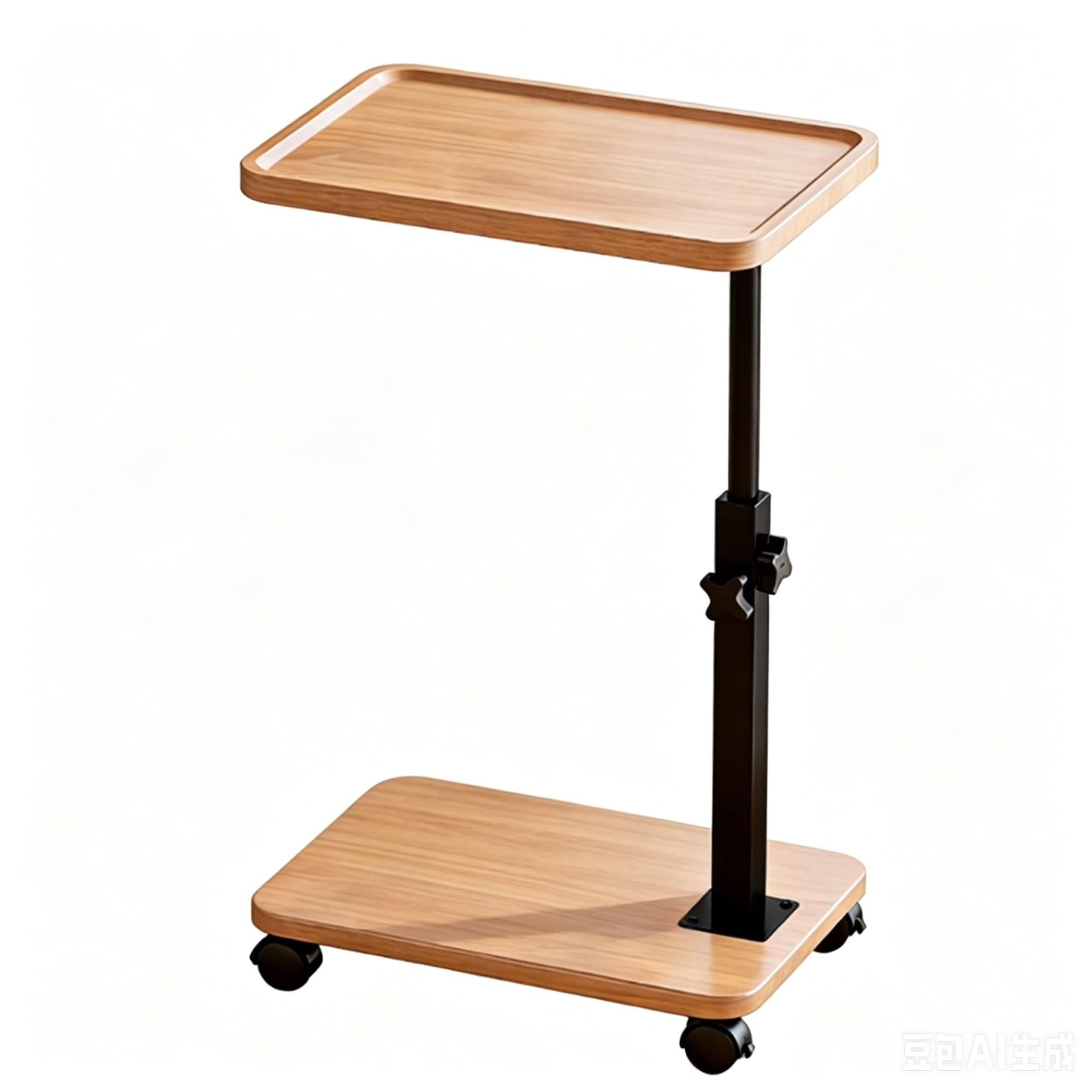 ZTHYSHOZ Side Table Roller Storage Rack Adjustable Table Mobile Small Coffee(Natural wood color)