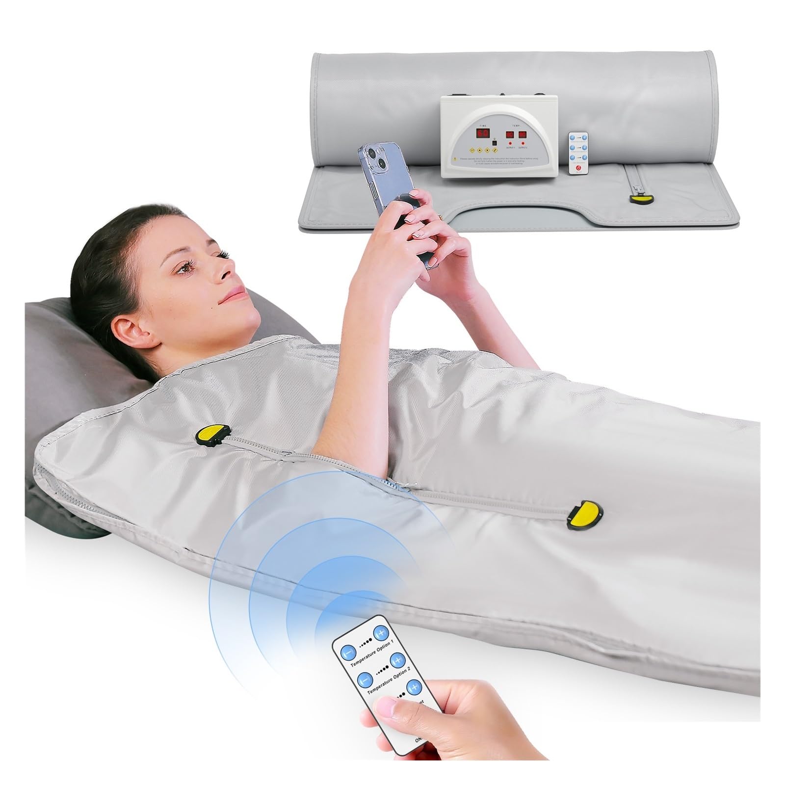 Manta de Sauna calefactora for Adelgazar Corporal, Manta de Sauna ponderada Digital Profesional de 2 Zonas for Mujeres, pérdida de Peso(Purple)