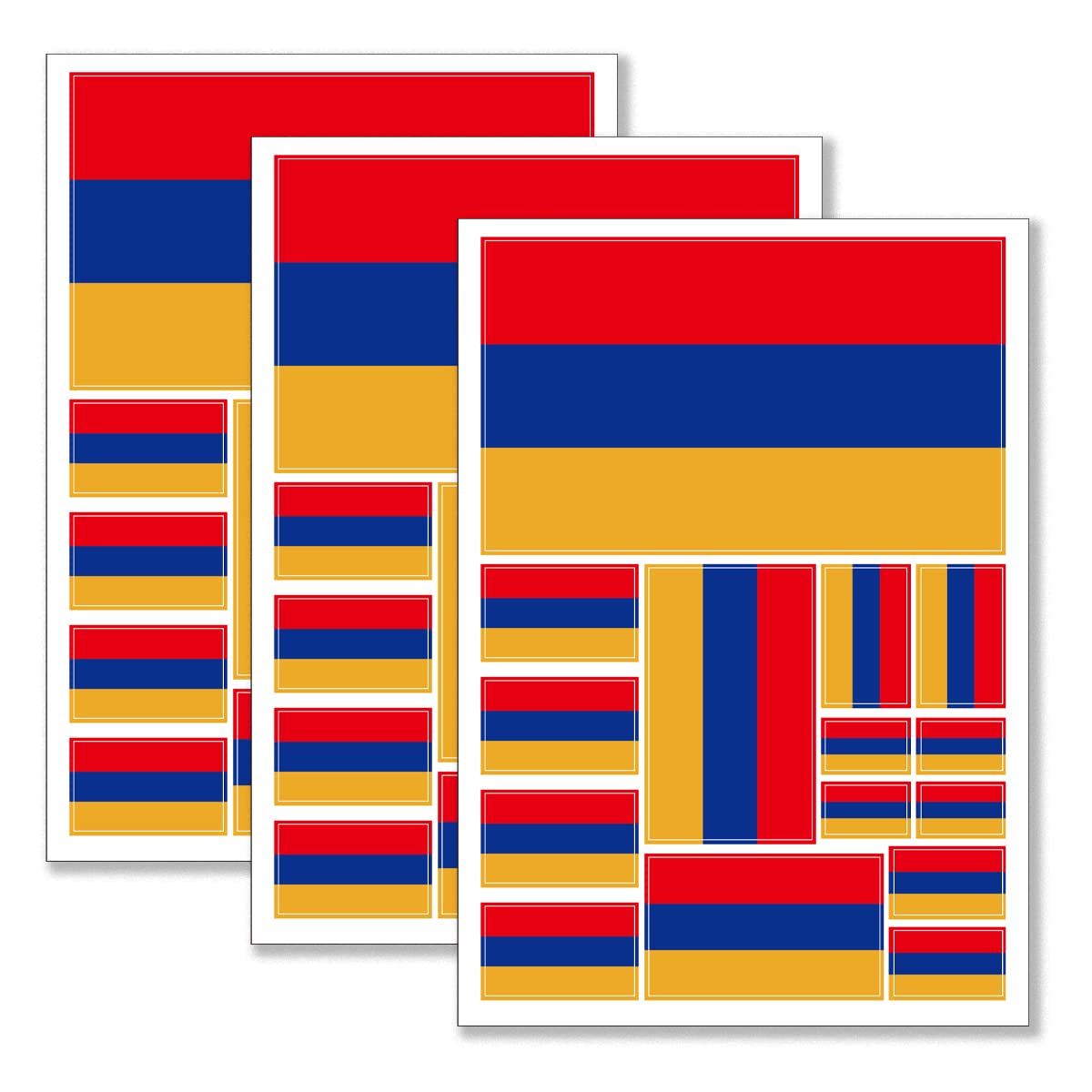 Autocollant drapeau arménien QQSD en lot de 3 stickers pour voiture et support multi-taille