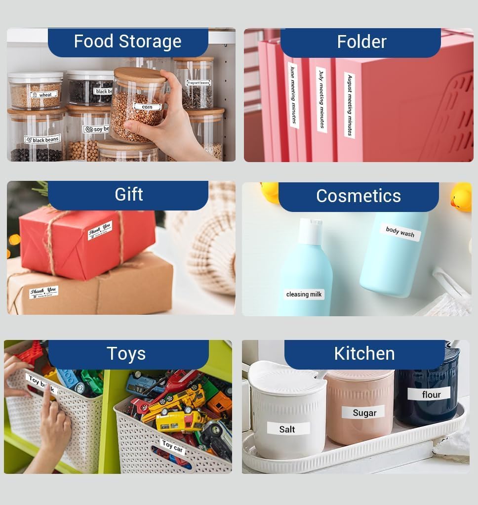 Phomemo D30 Labels-1440 Pcs Thermal Freezer Labels, 0.47" × 1.57 (12mm X 40mm) Food Storage Stickers, Refrigerator Freezer Paper Label, Black on White, for D30 D35 Q30s Bluetooth Label Maker - Image 5