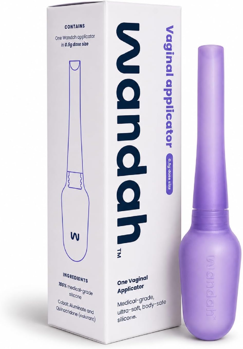 Wandah - Reusable Vaginal Cream Applicator for Women - Soft Medical-Grade Silicone, for Generic Estradiol, Estrace, and Premarin Vaginal Cream. Holds ~ 0.5g, Made in Maine, USA.