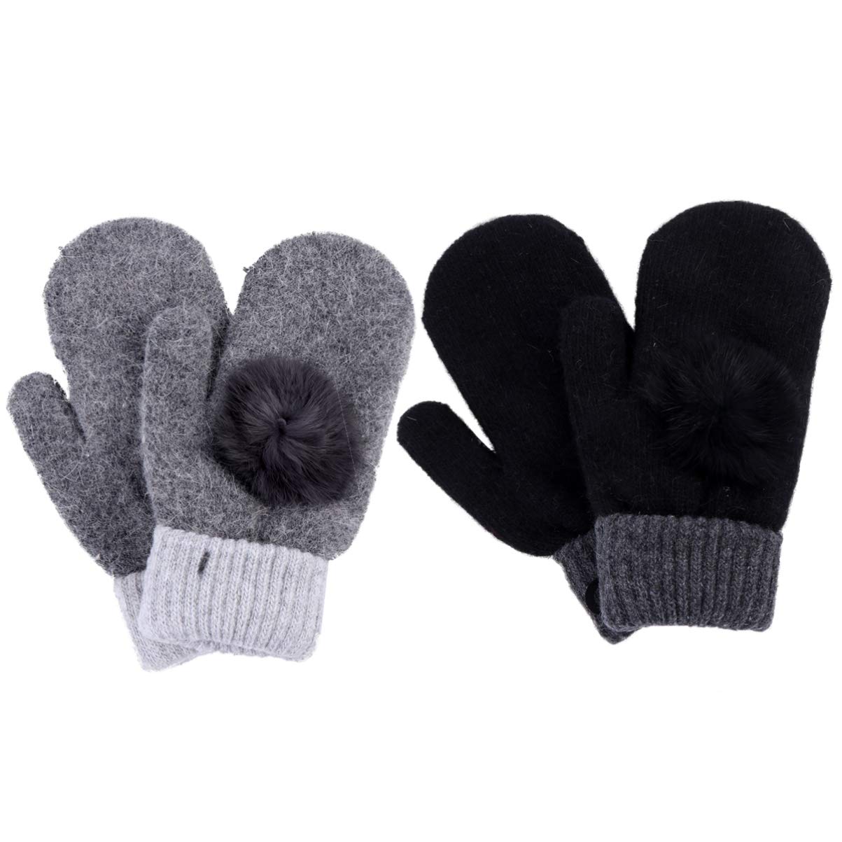 BESPORTBLE Gloves Winter Women Warm 2 Pairs Cashmere Lined Mittens Winter Accessories for Cold Weather