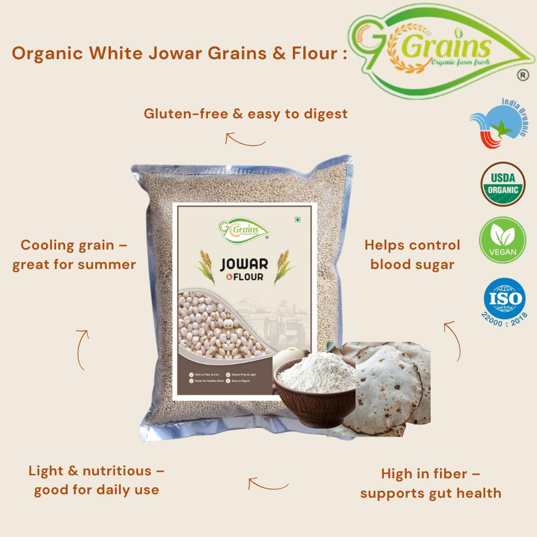 Organic Whole White Sorghum (5 Kg) /white Cholam/jovar/jonna/jola For Eating And Cooking By G7 Grains 1