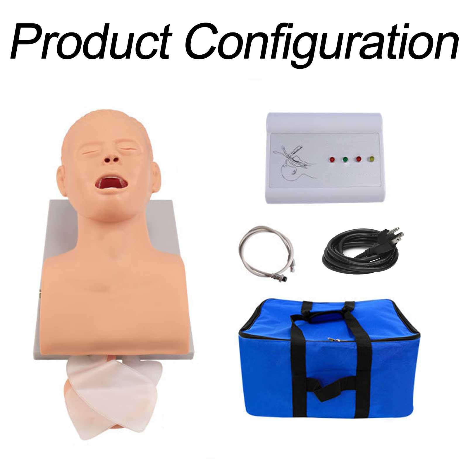 3 Juegos Modelo de Enseñanza de Maniquí de Intubación para Adultos con Alerta Electrónica y Bolsa de Almacenamiento para Práctica de Formación en Intubación Oral e Intubación Transnasal