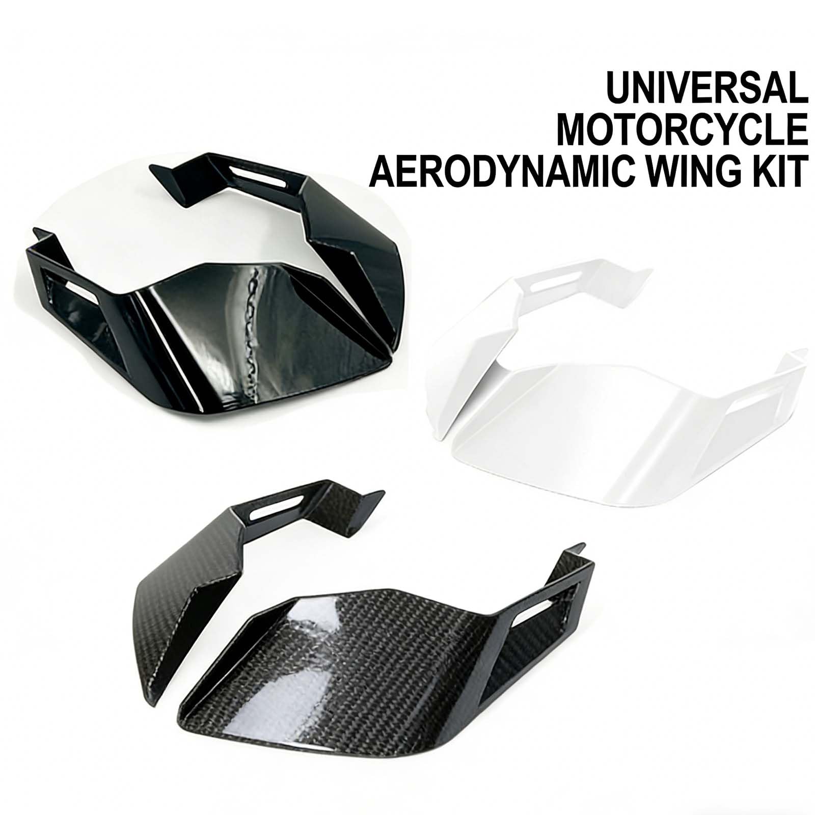 Aerodynamischer Flügel für Kymco CV3 2022-2026 Motorrad Seitenspoiler Frontverkleidung Winglets Carbon Optik Schwarz Windabweiser Sport Tuning Zubehör, Carbon Fiber Texture