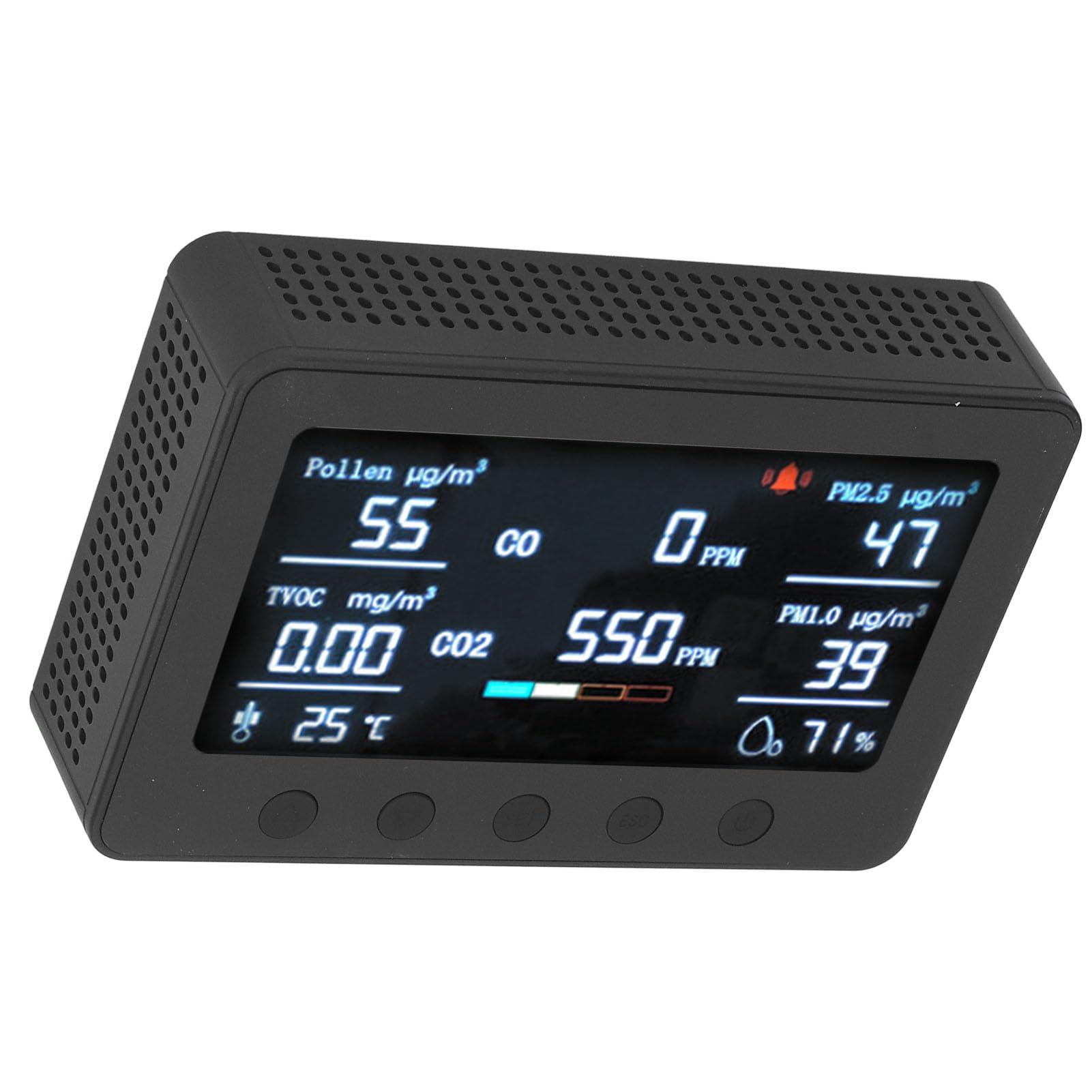 ViaGasaFamido Tester per Rilevatore di qualità Dell'aria per CO2 PM2.5 TVOC Formaldeide Display da 7 Pollici per di Ventilazione per Uffici Domestici (Spina europea)