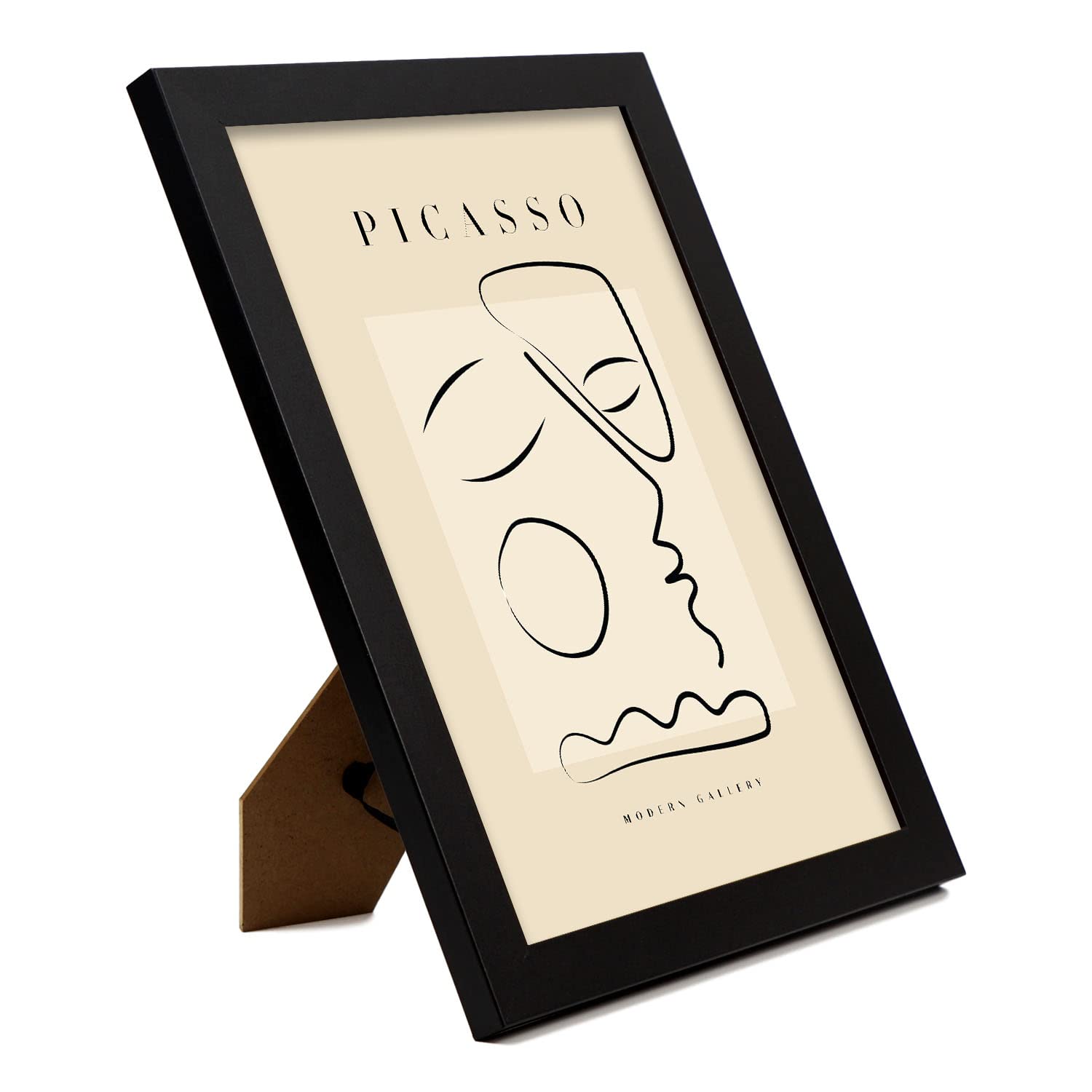 Nacnic Ensemble de 4 illustrations de Picasso. Paix. Illustrations à un seul trait dans le style de la galerie d'art. Peintures pour la décoration intérieure. A4 avec cadre noir.