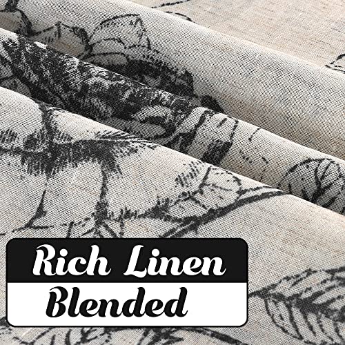 H.VERSAILTEX Boho Floral Linen Curtains, Semi Sheer Light Filtering Curtains, Drapes 84 Inch Length 2 Panels Set, Grommet Top Farmhouse Vintage Curtain, Print Pattern Treatments for Bedroom, Black by H.VERSAILTEX - Image 4