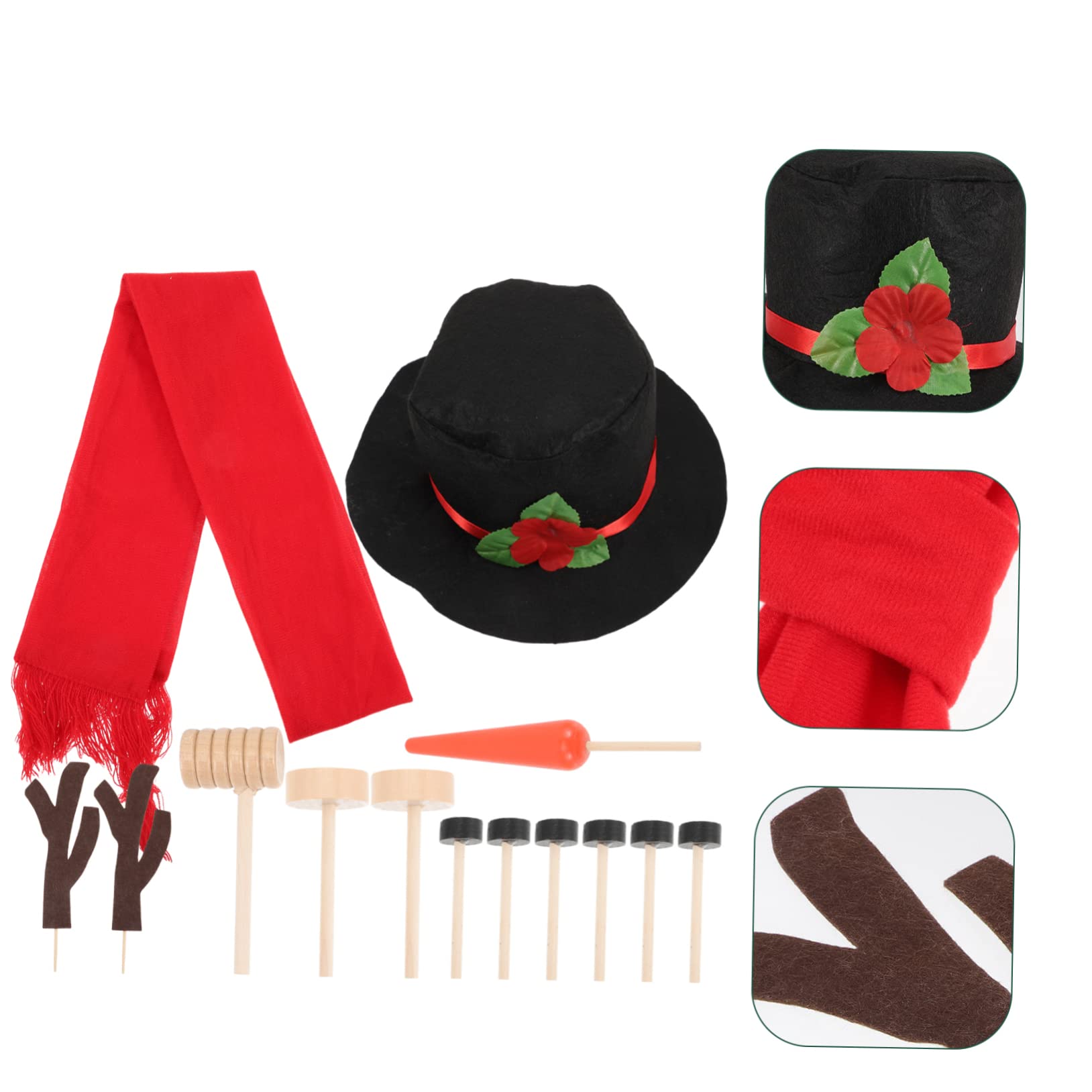 PRETYZOOM 3 Sätze Schneemann Verkleiden Sich Weihnachts-schneemann-kit Weihnachtsschneemann Dekore Dekorative Schneemann-Requisite Schneemann-kleidungszubehör Schneemann-schal Polyester