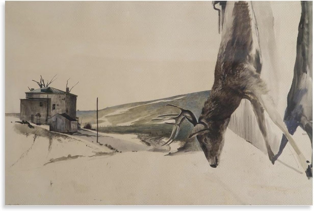 Orjdjz Wxkbl Famous Andrew Wyeth《Winter Morning》Poster Landscape Canvas Wall Art Andrew Wyeth Prints Retro Painting for Home Decor Picture 40x65cm Frameless
