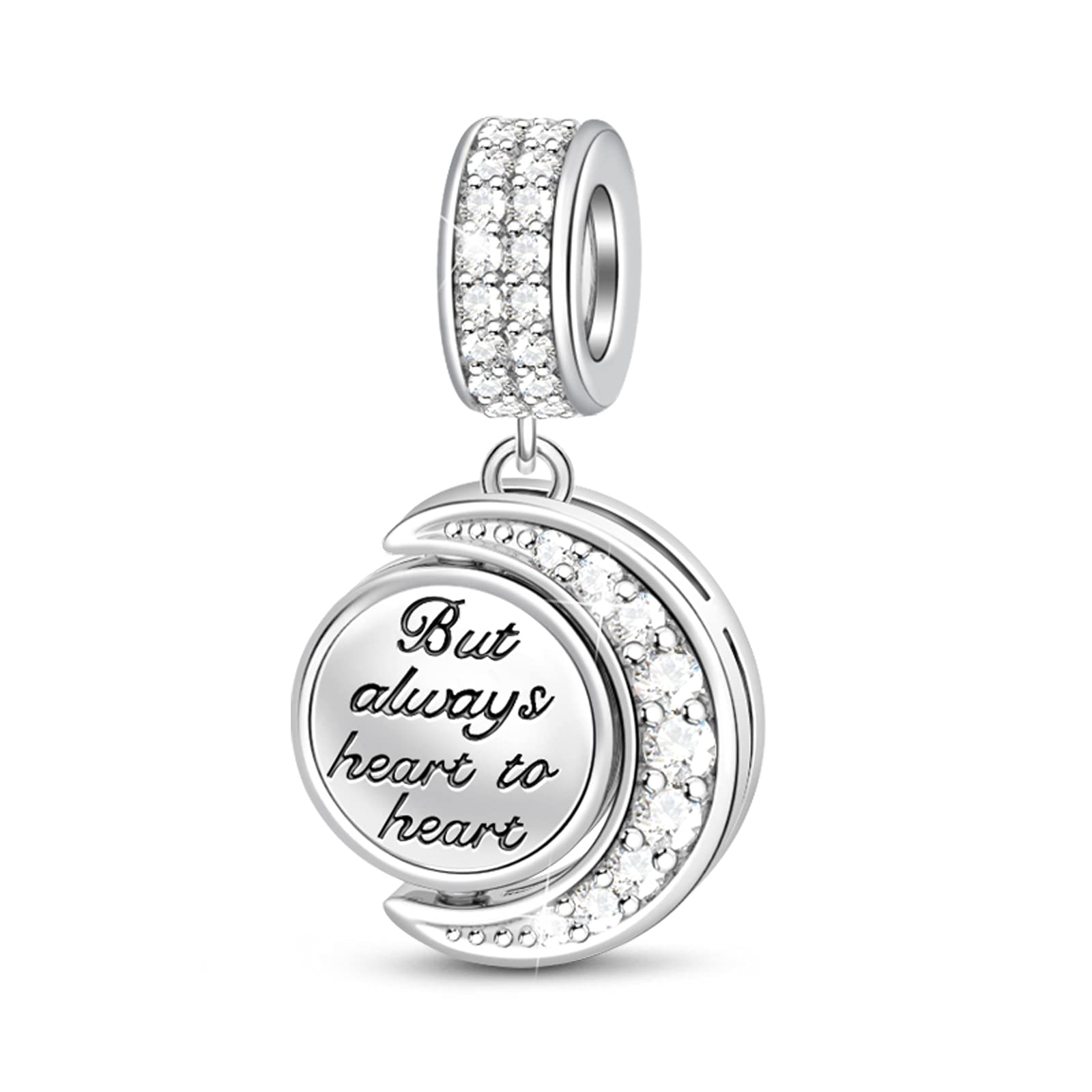 Gnoce Ciondolo a Forma Di Luna Galattica Cosmica In Argento Sterling Con Scritta In Inglese Adatto Per Braccialetto/Collana Regalo Di Natale Per Donne