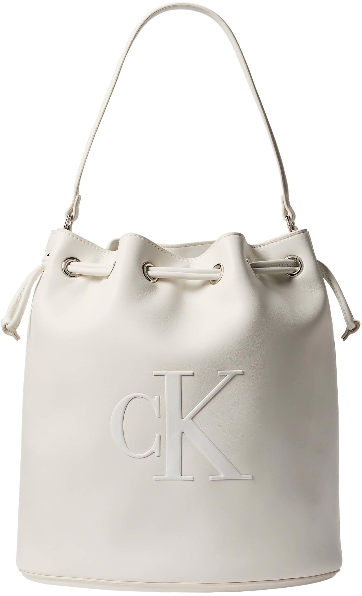 Calvin Klein Women's Bold Ck Large Bucket Bag LV04F3232G, WHITE, One Size