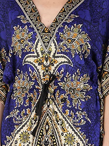 Vestido caftán largo azul Ukal ideal para tardes de verano y playa 2