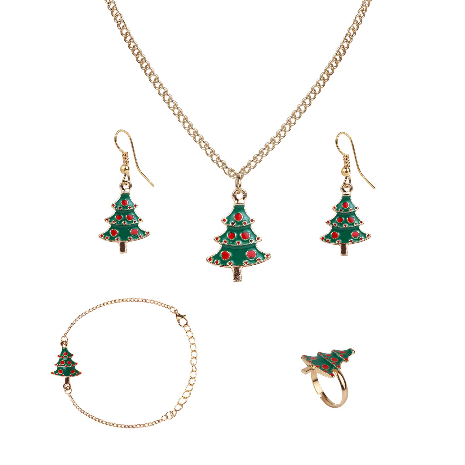 ARENDELLE Christmas Special Tree Pendant, Bracelet, Earrings and Ring Set [APS015]