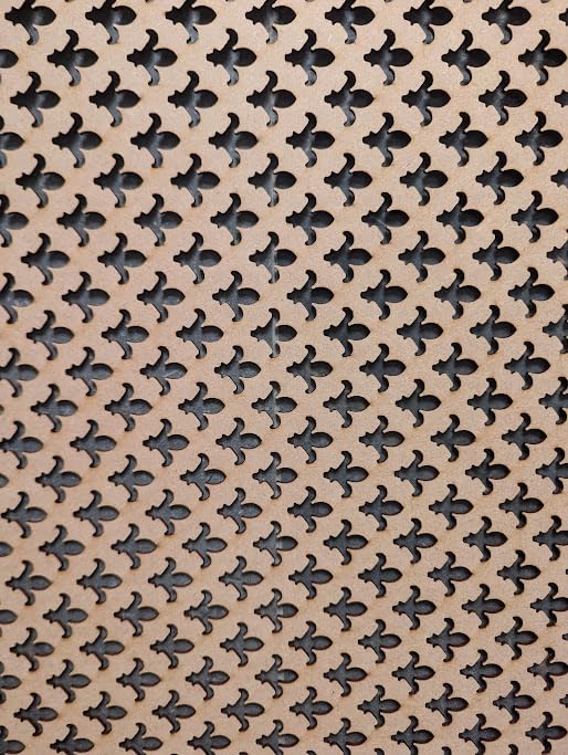 Fleur de Lis Decorative MDF Screen Panel,1200 x 620 x 3mm Laser Cut Lattice, Horizontal Pattern for Radiator Covers & Cabinet Making