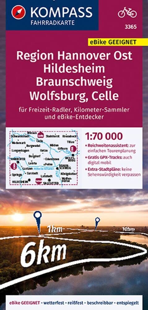 Hannover Ost / Hildesheim / Braunschweig / Wolfsburg / Celle + city map (3365): reiß- und wetterfest mit Extra Stadtplänen (Fahrradkarten)
