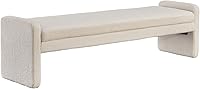 Signature Design by Ashley Lembertson 70" Beige Faux Shearling Accent Bench - Modern Bedroom Entryway Seating, No Assembly