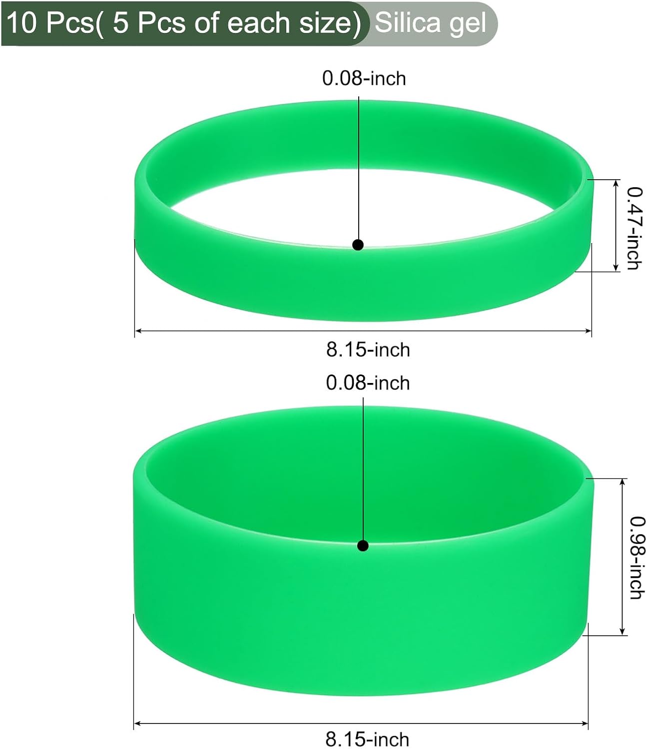 YOKIVE 5 Sets Sublimation Tumblers Holder Ring Bands, Heat Resistant Elastic Silicone Accessories, Great for 20 Oz Skinny Blank Cup (Green, 0.98/0.47-Inch)
