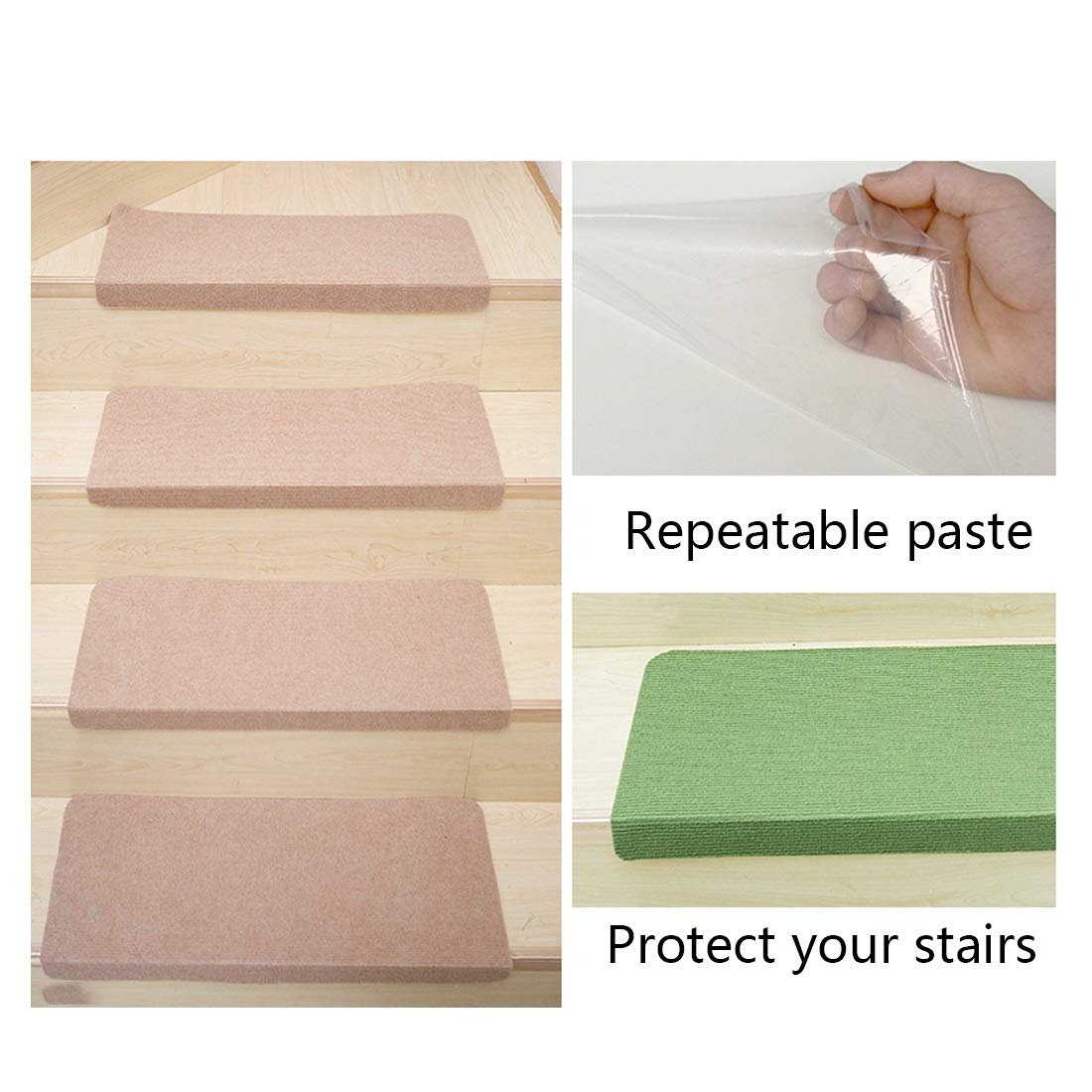 Alfombra de la Escalera, Huella de peldaño Mats Autoadhesivo Huellas de peldaño Rug/esteras de la Alfombra no del resbalón rectángulo (55 x 21,5 cm) (Color : Brown*5)