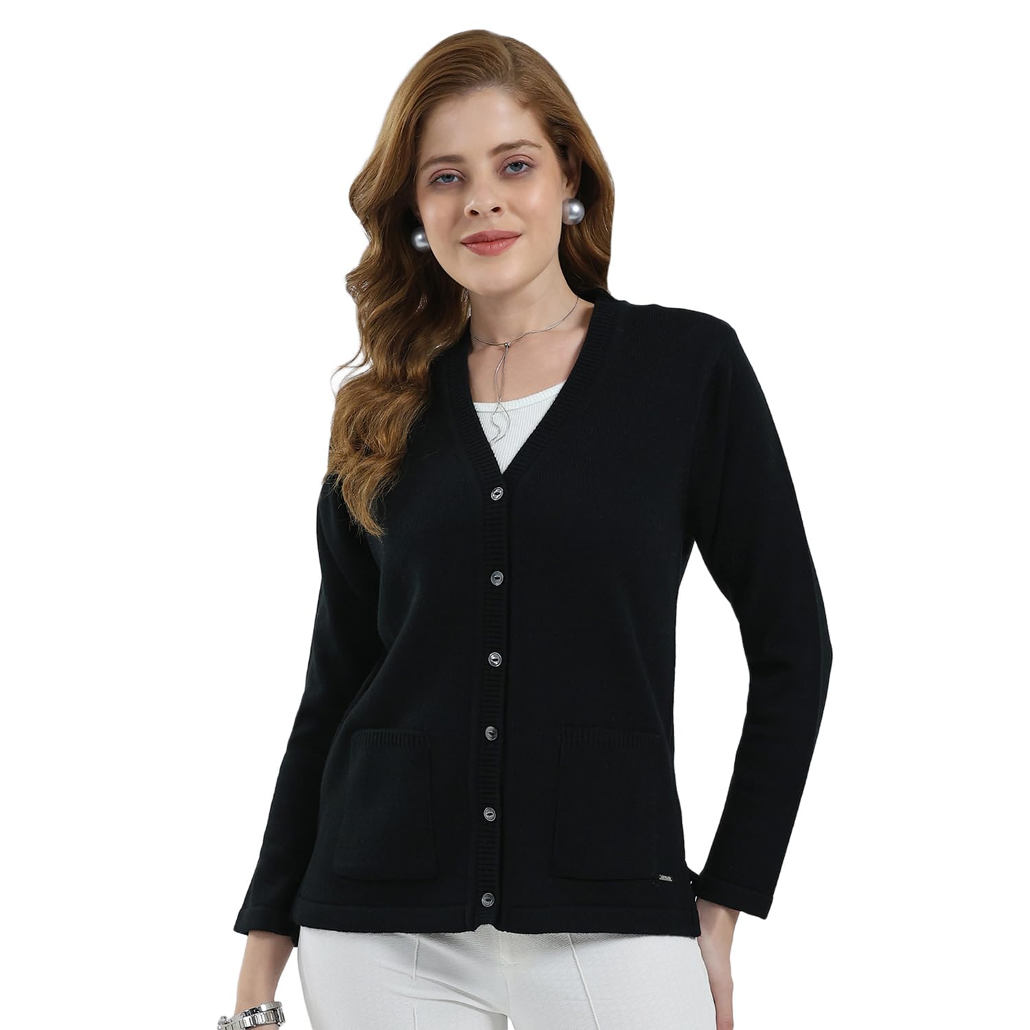 monte carlo Women's Regular Fit Cardigan | Solid Pattern | Button Closure with Full Sleeves V Neck Winter Cardigan for Womens-picture-19