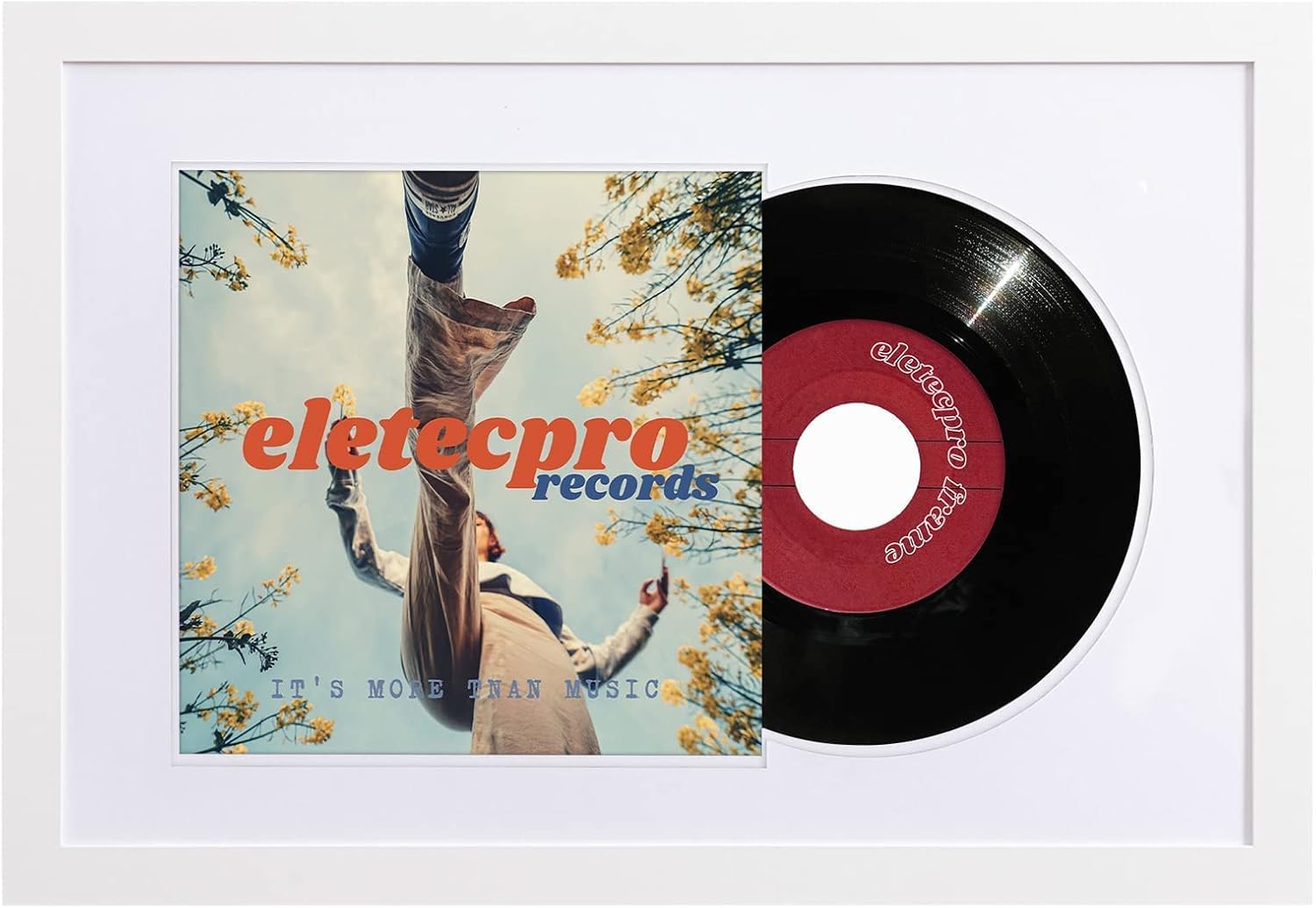 eletecpro record frame 16x24 inches with 2 double sided mats (black & white), jukebox record album frames for 12x12 lp covers, vinyl record display wall mounting, home decor, white picture frame white 1