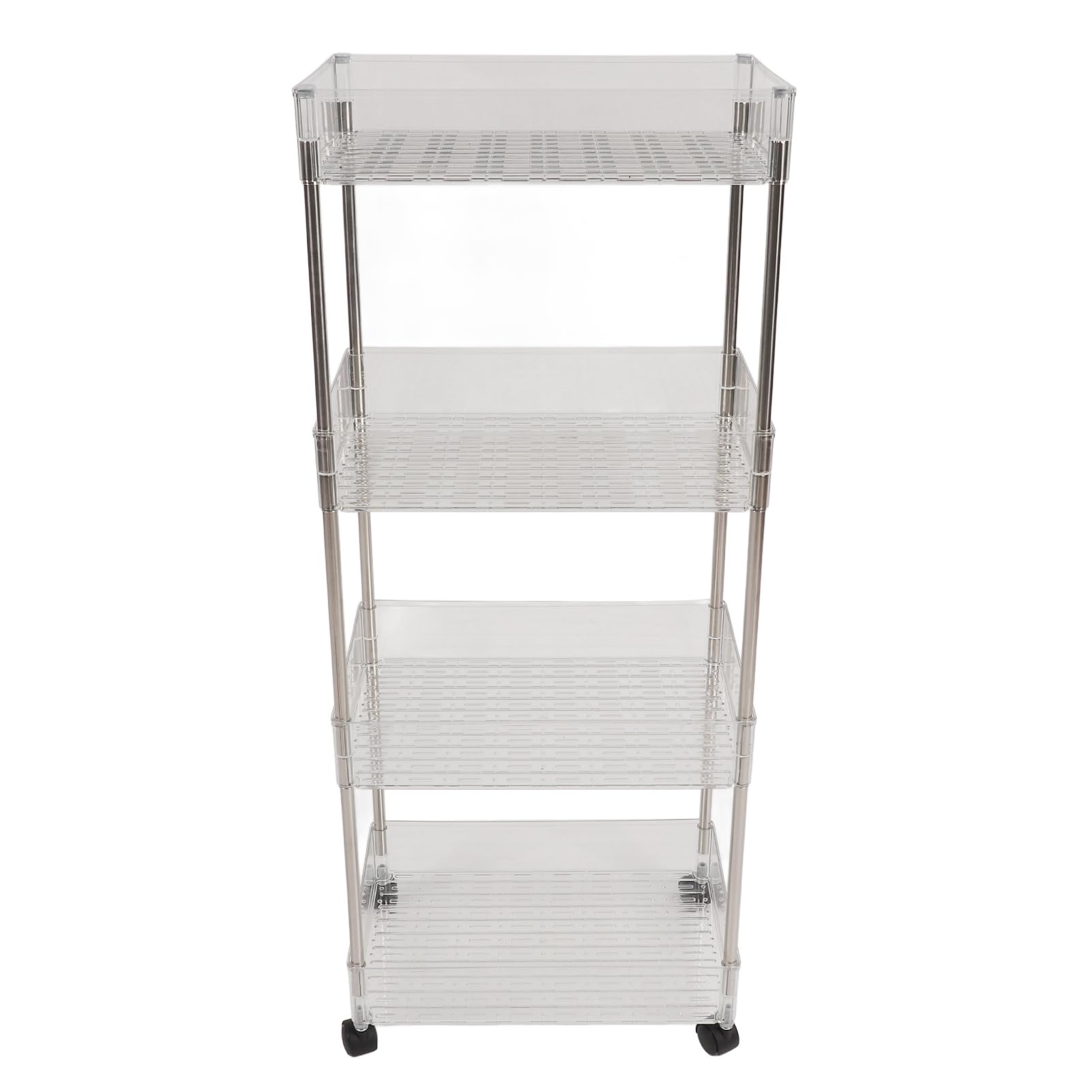 JAOCDOEN Newborn Cart Baby Changing Table Cart with Wheel Newborn Nursery Storage Organizer Movable 4 Layer Transparent Rectangle L