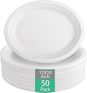 WDF 50Pack Oval Paper Plates Disposable - 10