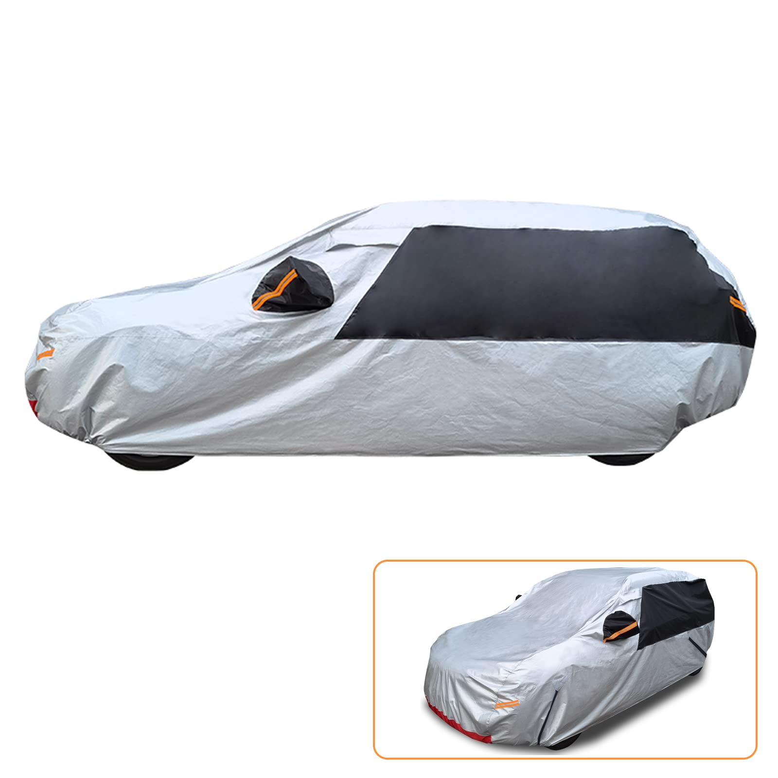 OTD-FNSH 3 Layers Car Cover Waterproof All Weather for Automobiles,Outdoor Full Cover Rain Sun UV Protection Full Exterior Covers Universal Fit Sedan SUV