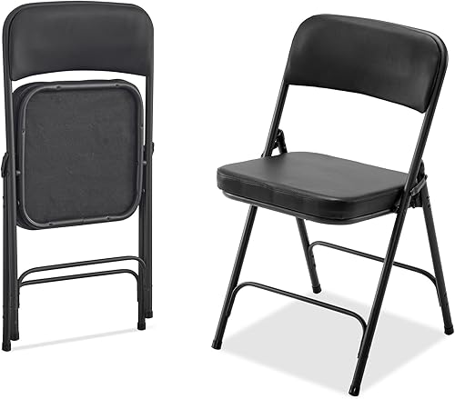 Miniatura 5 de Sillas plegables de metal con cojín, silla plegable con asiento y respaldo acolchados, asiento comercial tapizado para interiores y exteriores,