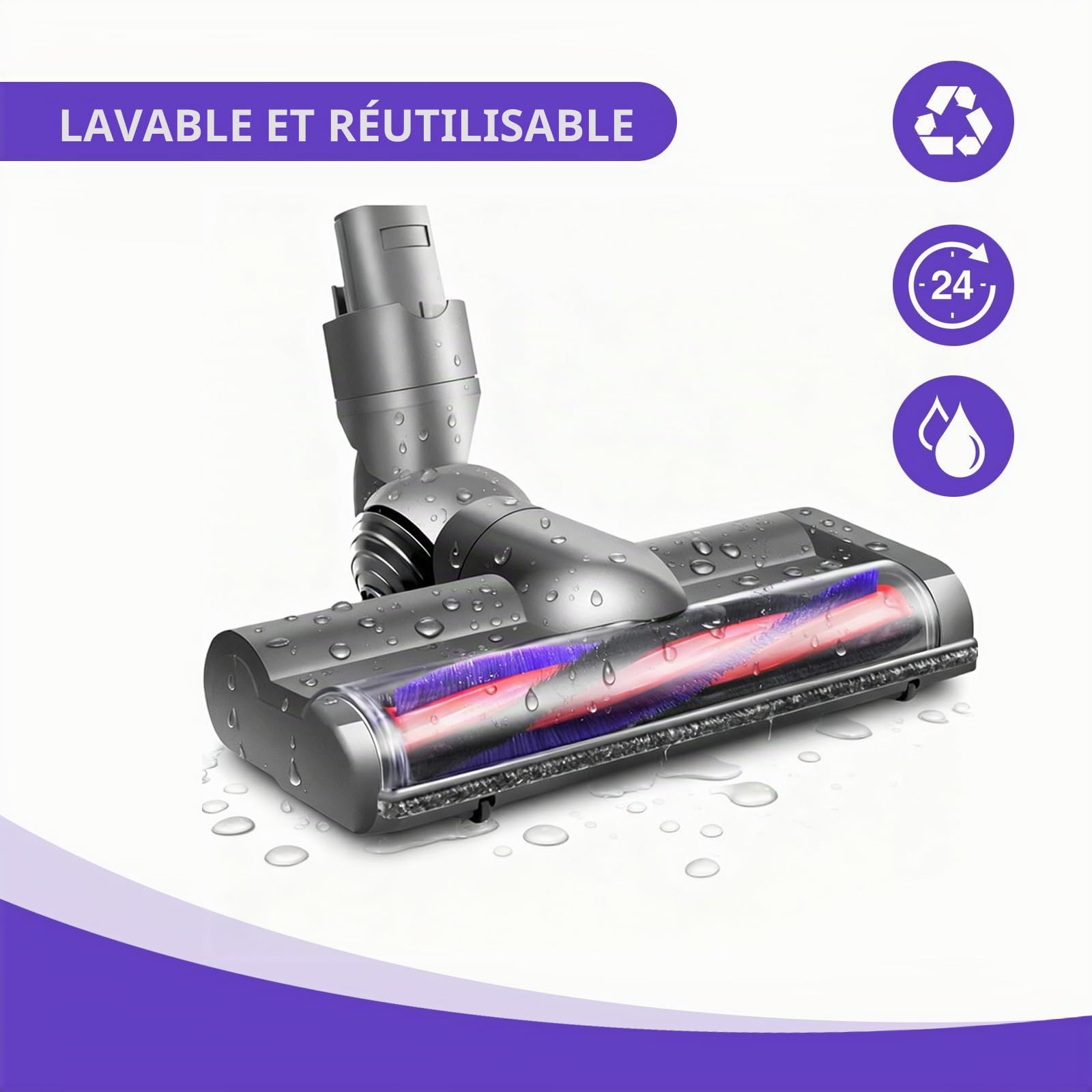 Tête de Brosse pour Dyson V6 DC58 DC59 DC62 DC72 D74 SV04 SV06 SV09, Brosse électrique pour Dyson V6 DC58 DC59 DC62 DC72 DC74, entraînement Direct pour Dyson V6, pour Sols Durs et Moquettes