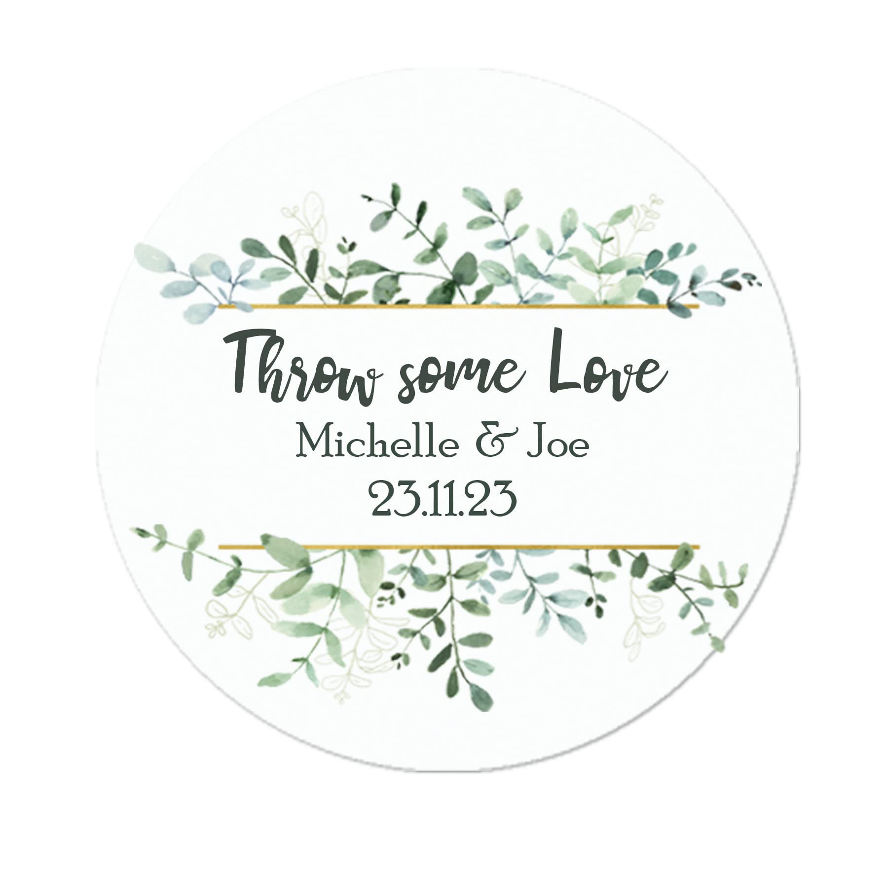 35 Personalised Confetti Wedding Stickers Sprinkle The Love, Throw me, Cone Bags Favour Luxury (Green)