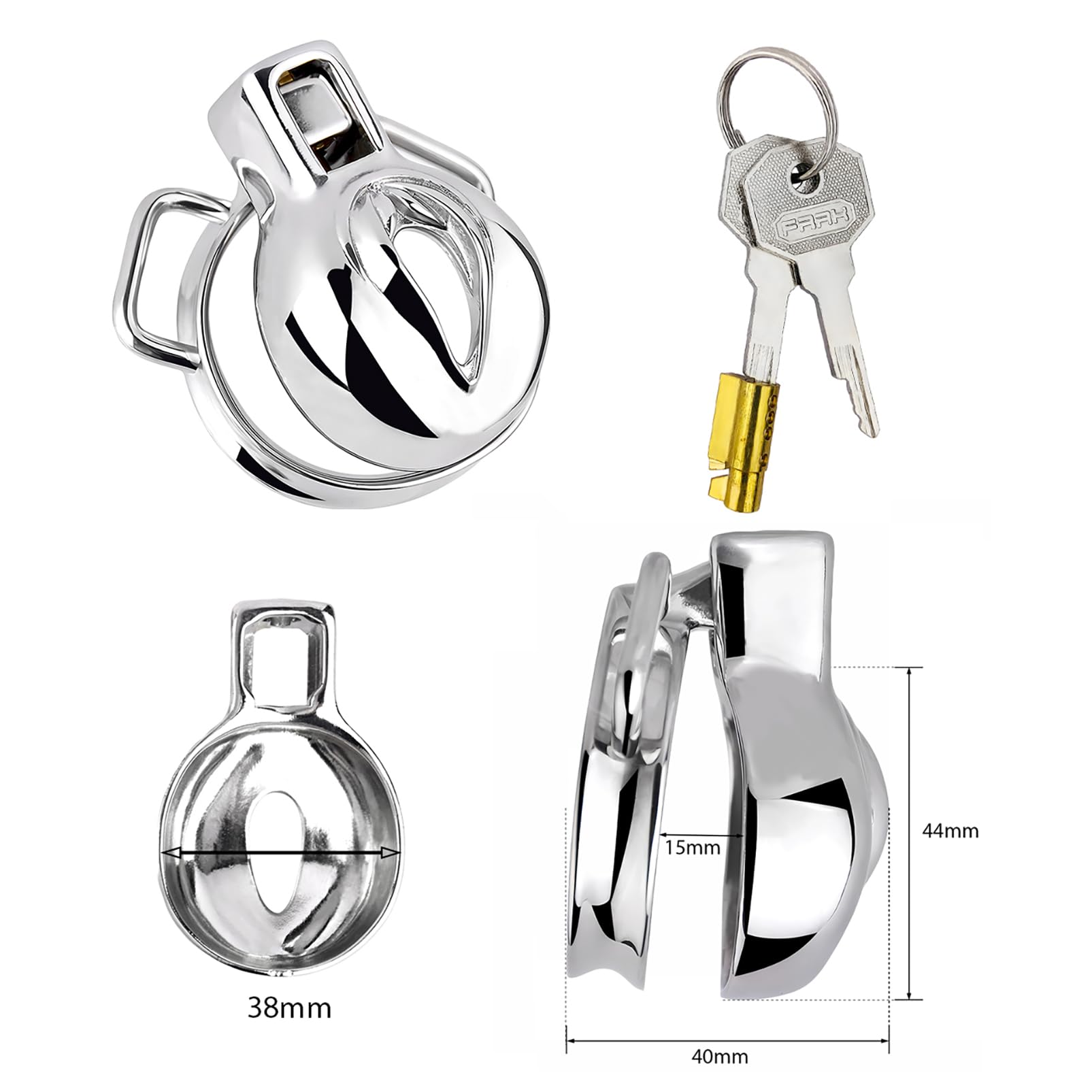 SeLgurFos Jaula de Castidad Invertida Imitación Mujer Vagina Sissy Cock Cage BDSM Juguete Sexual Cinturón de Castidad Hombres Jaula de Pene de Acero Inoxidable con Cinturón de Cuero (45mm)